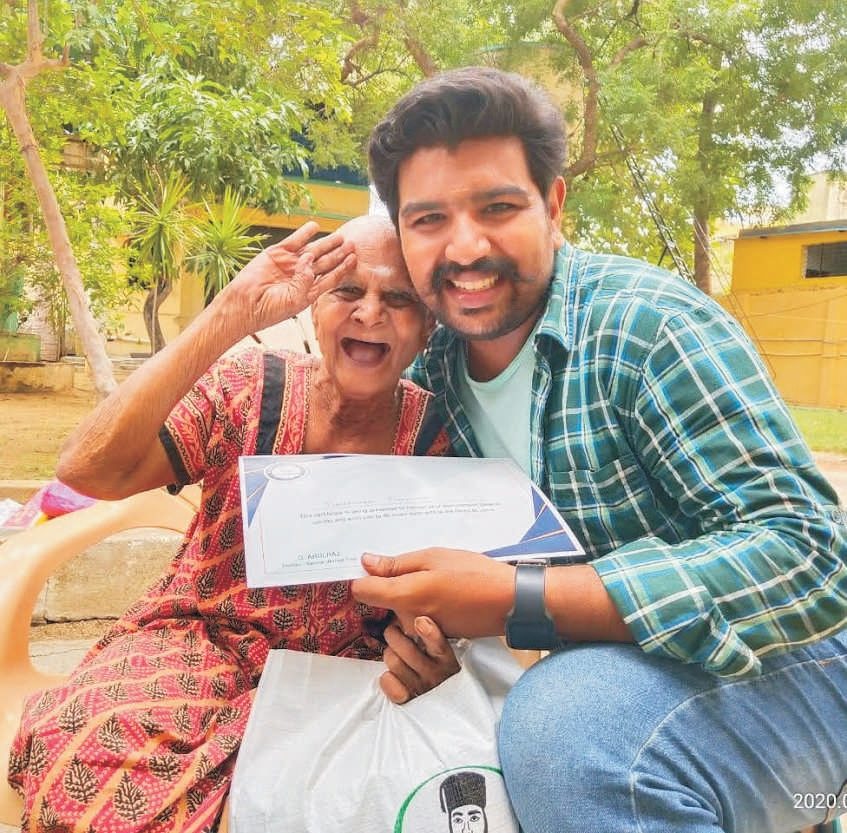 Portrait of the founder of Karunai Ullangal Trust.