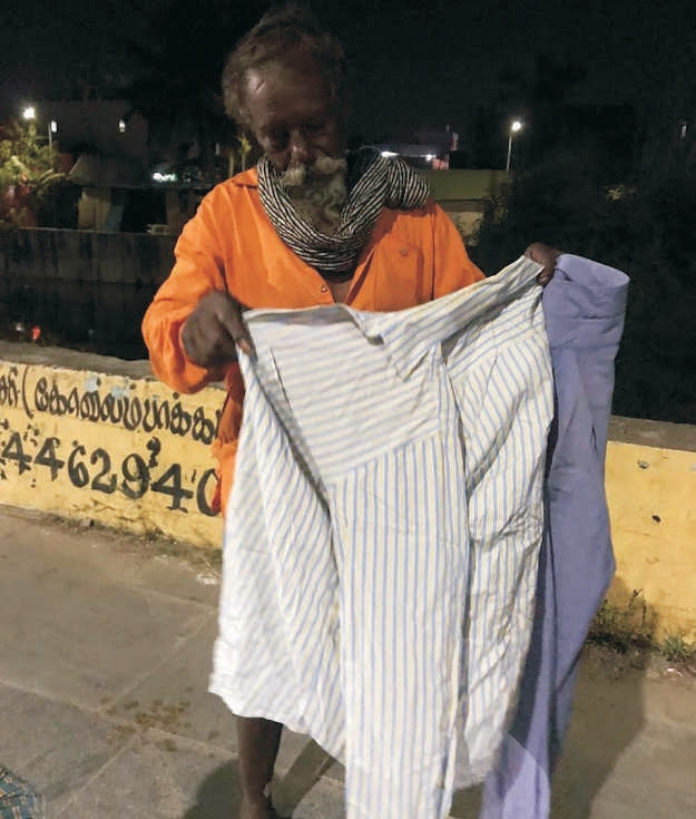 Gently used clothes donated for homeless people rescued in Chennai